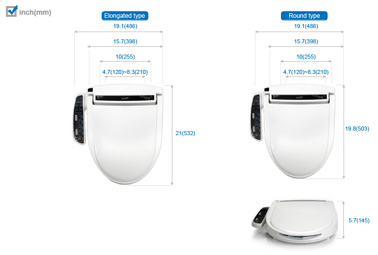 automatic bidet dimension