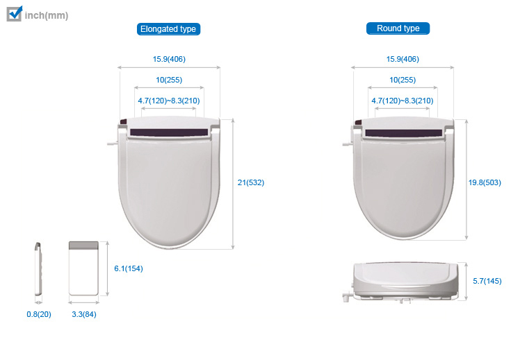 automatic bidet dimension