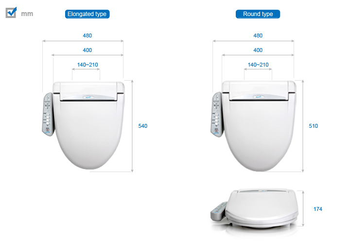 automatic bidet dimension